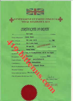 419My wifes death certificate